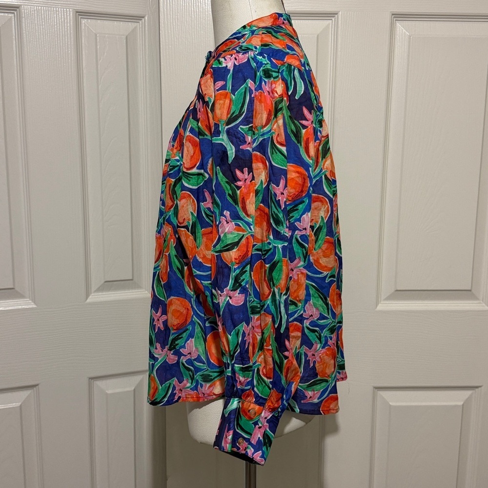 Grace Poole for Anthropologie Printed Blouse Floral Frutal Lightweight Cotton - Picture 4 of 7